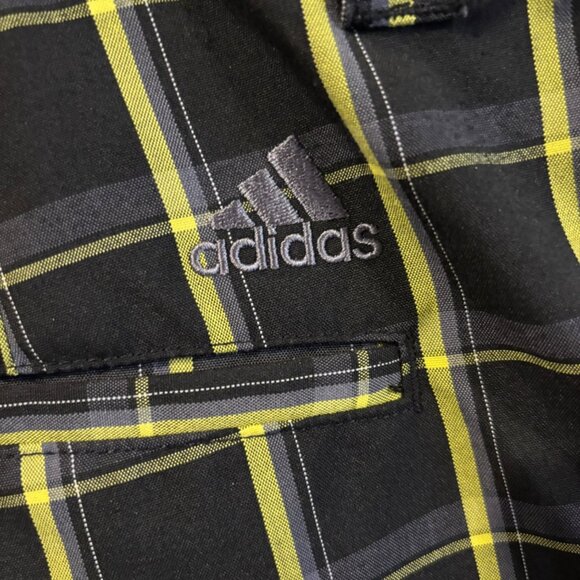 Adidas Mens Yellow & Black Plaid Golf Shorts Size 38 Polyester Blend - Picture 4 of 7